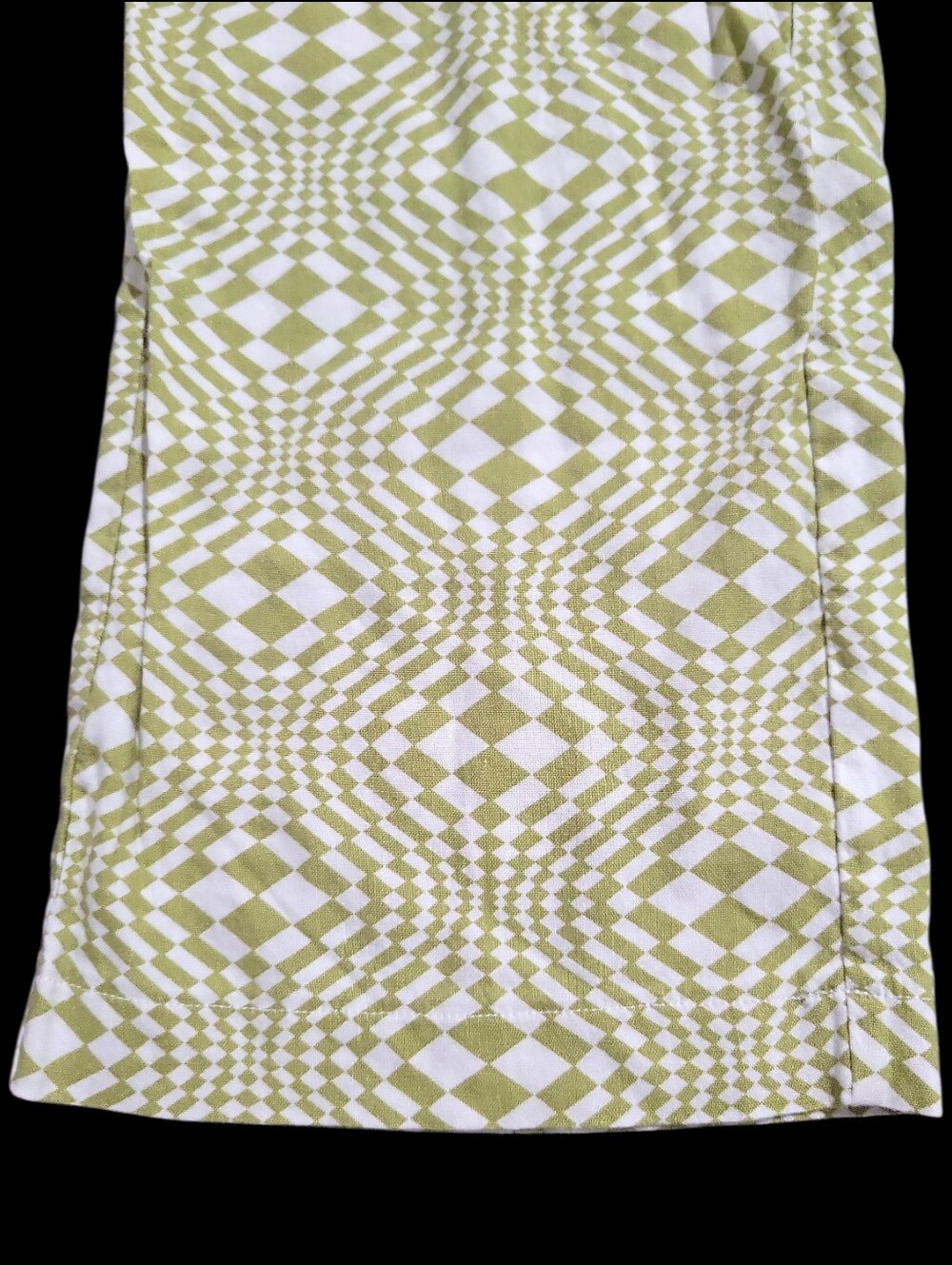 WAYF Green White Retro Checkerboard Flare Trouser Pants Size XS Linen Rayon - Picture 3 of 9